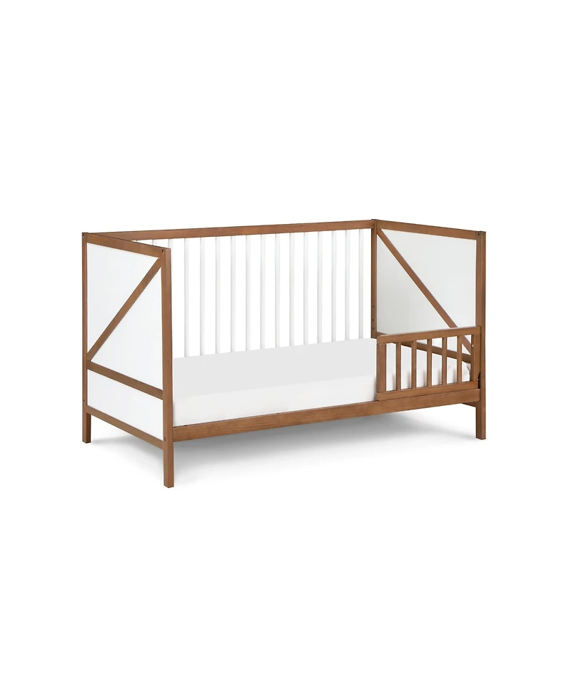 Flynama 3in1 Convertible Crib Mid Century Modern Z Design Solid Wood Three Adjustable Mattress Heights for Baby Nursery
