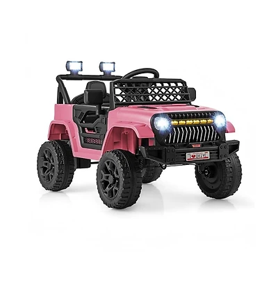 Hongge Kids 12V Electric Ride On Truck with Remote Control Led Lights and Music for Ages 3 and Up