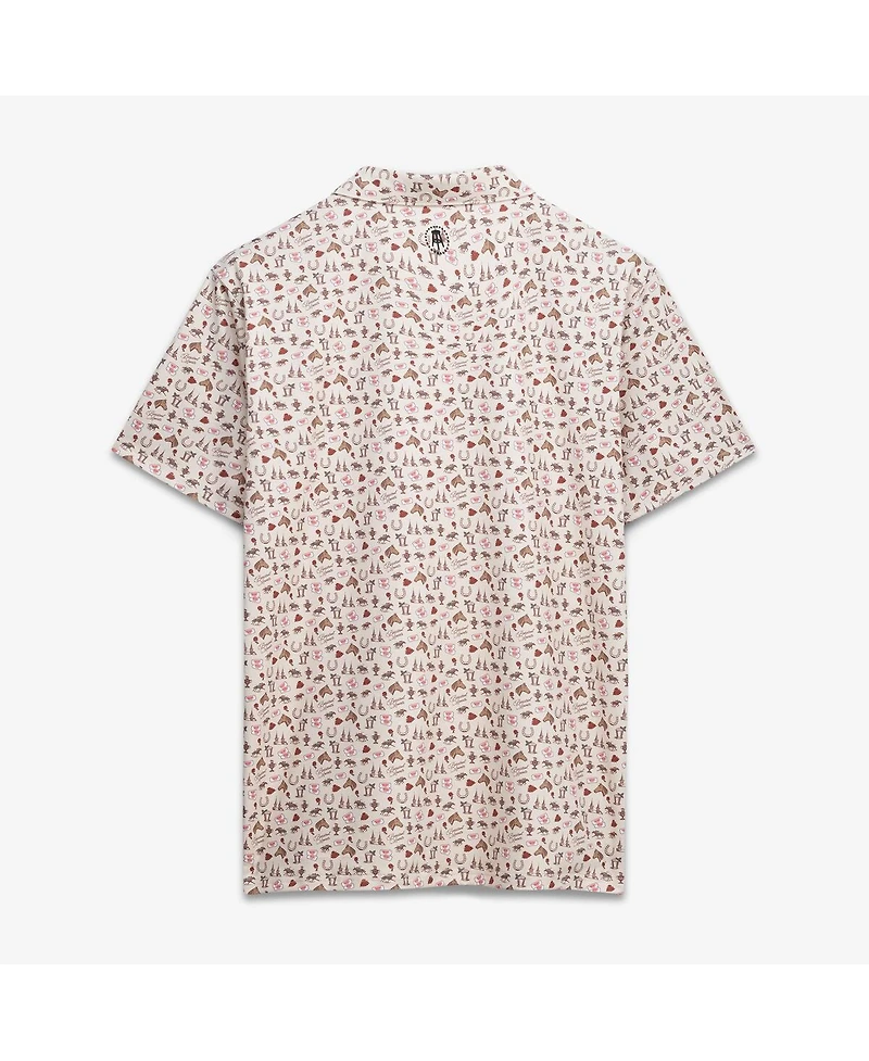 Barstool Golf Men's Cream Kentucky Derby Roses Printed Polo Shirt