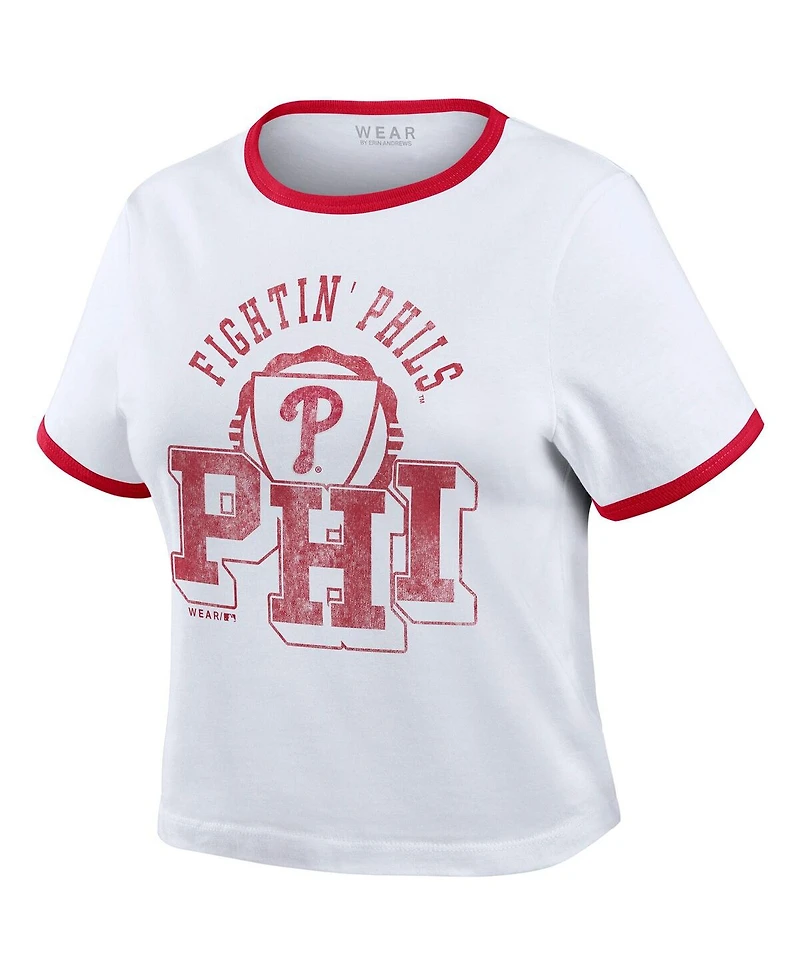 Wear by Erin Andrews Women's White Philadelphia Phillies Ringer Baby T-Shirt