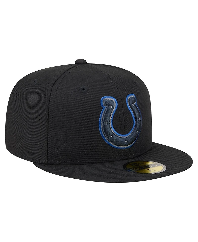 New Era Men's Black Indianapolis Colts Color Pop 59FIFTY Fitted Hat