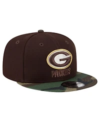 New Era Men's Dark Brown Green Bay Packers Burnt Wood Camo 9FIFTY Snapback Hat