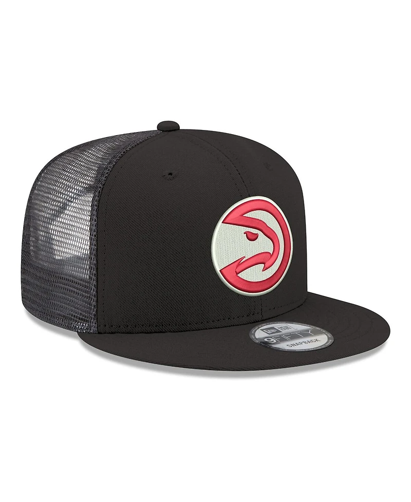 New Era Men's Black Atlanta Hawks Core Logo Meshback 9FIFTY Snapback Hat