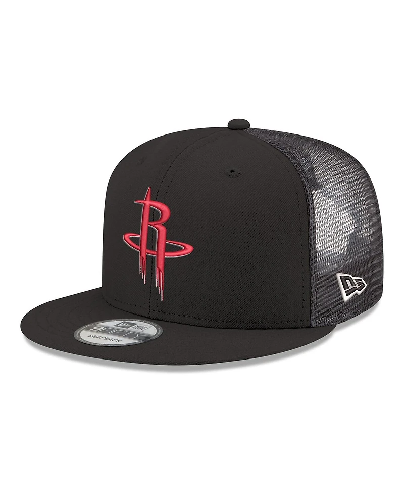 New Era Men's Black Houston Rockets Core Logo Meshback 9FIFTY Snapback Hat