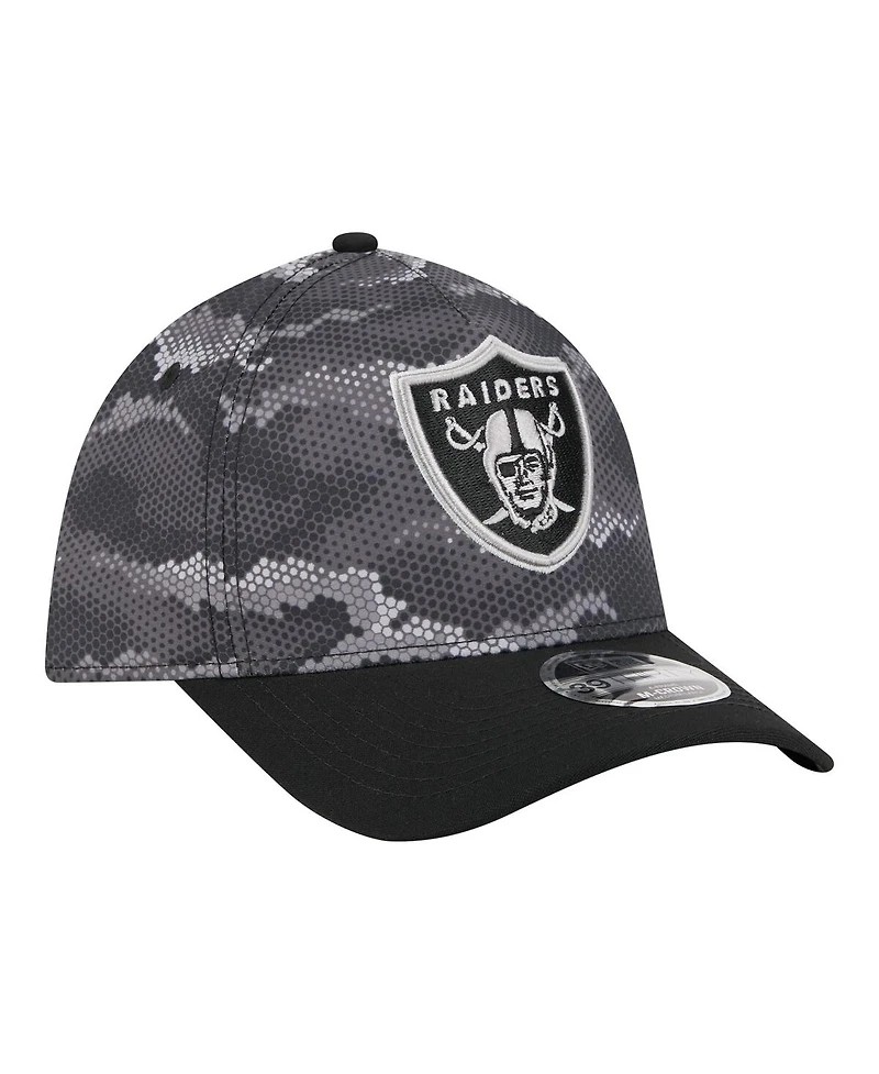 New Era Men's Black Las Vegas Raiders Camo A-Frame 39THIRTY Flex Hat