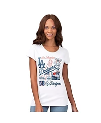 G-iii 4Her by Carl Banks Women's White Los Angeles Dodgers Endzone Collage T-Shirt