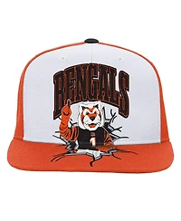 Mitchell & Ness Big Boys and Girls White Cincinnati Bengals Team Mascot Snapback Hat