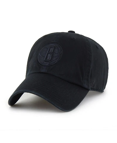 '47 Brand Men's Brooklyn Nets Black on Black Clean Up Adjustable Hat