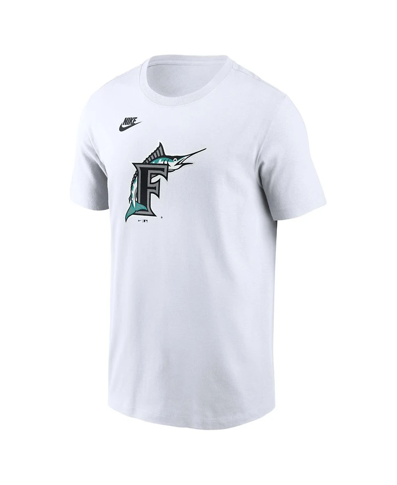 Nike Men's White Florida Marlins Cooperstown Collection Logo T-Shirt