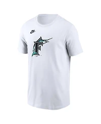 Nike Men's White Florida Marlins Cooperstown Collection Logo T-Shirt