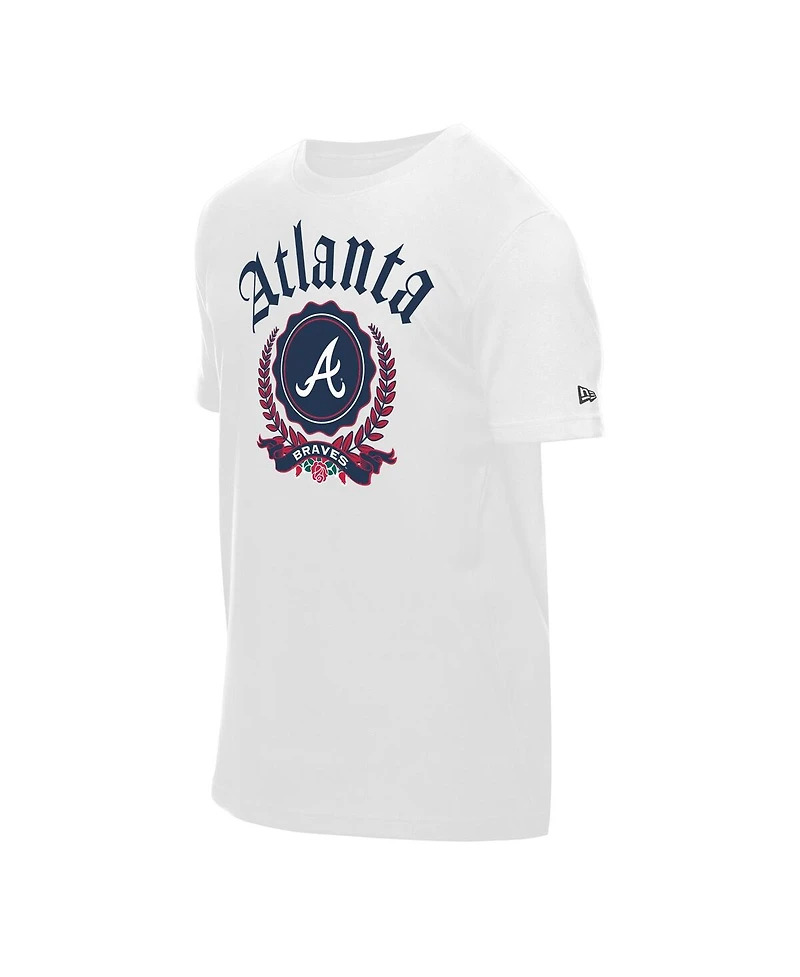 New Era Men's White Atlanta Braves Fleur Domestic T-Shirt