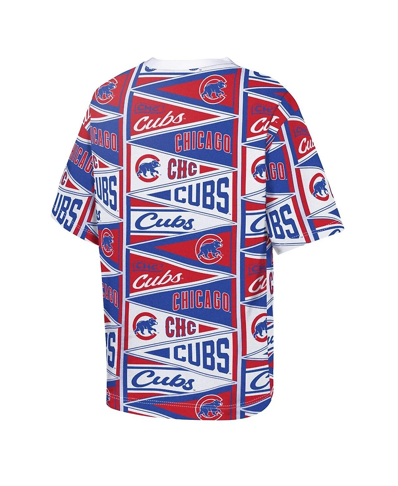 Outerstuff Big Boys and Girls Red Chicago Cubs All-Over Pennant T-Shirt
