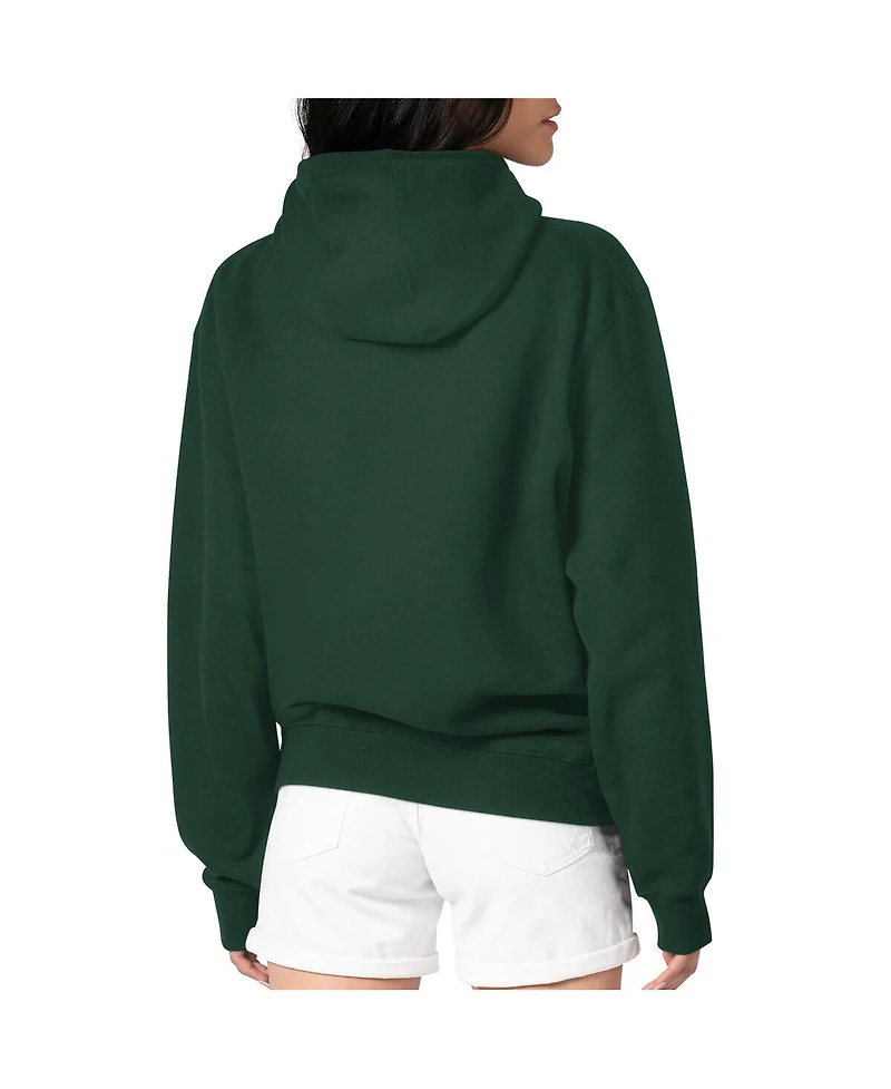 G-iii 4Her by Carl Banks Women's Green Athletics Double Heart Fleece Pullover Hoodie