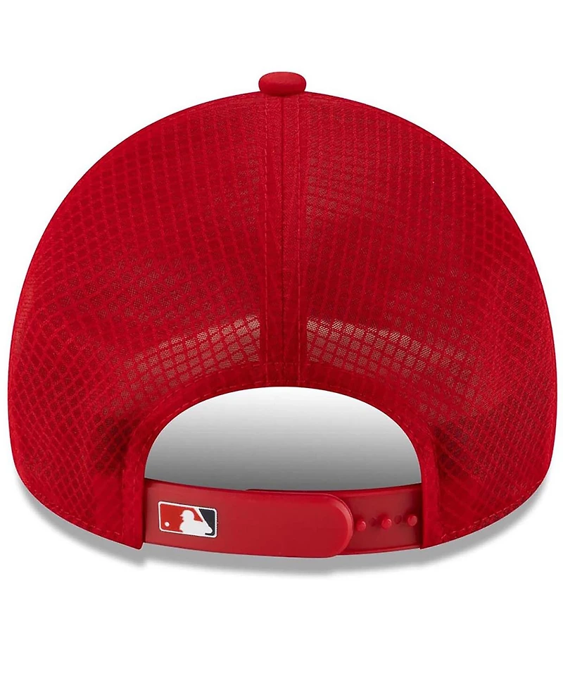 New Era Men's Red Los Angeles Angels 2026 Batting Practice Apex 9FORTY Adjustable Trucker Hat