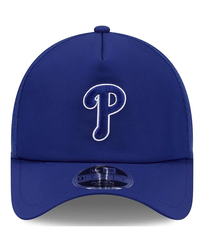 New Era Men's Royal Philadelphia Phillies 2026 Batting Practice Apex 9FORTY Adjustable Trucker Hat