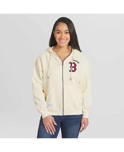 Wear by Erin Andrews Women's Cream Boston Red Sox Full-Zip Hoodie