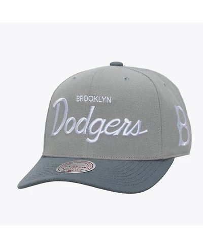 Mitchell & Ness Men's Gray Brooklyn Dodgers Cooperstown Thunderstorm Head Coach Pro-Crown Adjustable Hat