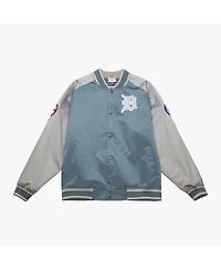 Mitchell & Ness Men's Gray Detroit Tigers Thunderstorm Head Coach Lightweight Satin Full-Snap Jacket