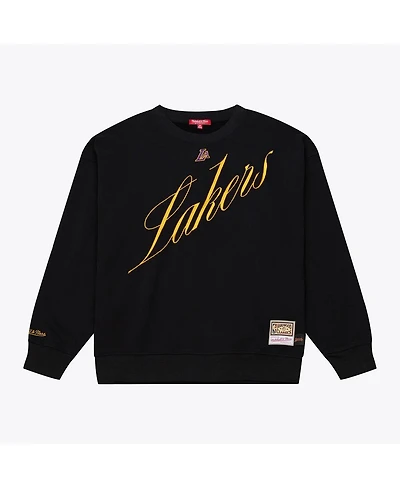 Mitchell & Ness Women's Black Los Angeles Lakers Hardwood Classics Script Lightweight Sweatshirt