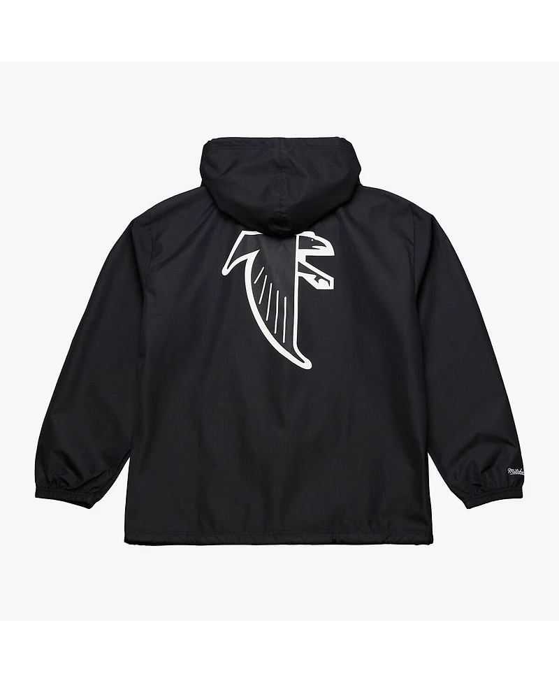 Mitchell & Ness Men's Black Atlanta Falcons Coaches Full-Snap Hooded Windbreaker Jacket