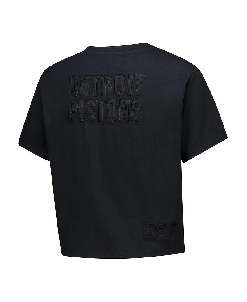 Mitchell & Ness Women's Black Detroit Pistons Phantom Cropped T-Shirt