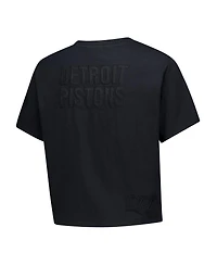 Mitchell & Ness Women's Black Detroit Pistons Phantom Cropped T-Shirt
