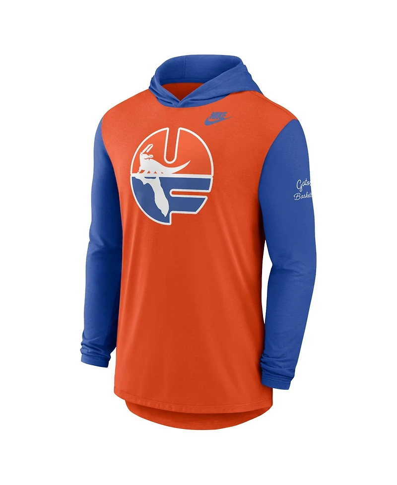 Nike Men's Orange/Royal Florida Gators Campus Legacy Tri-Blend Long Sleeve Hooded T-Shirt