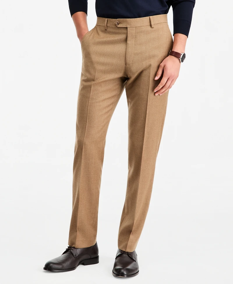 Tommy Hilfiger Men's Modern-Fit Wool Tan Flannel Suit Separates Pant