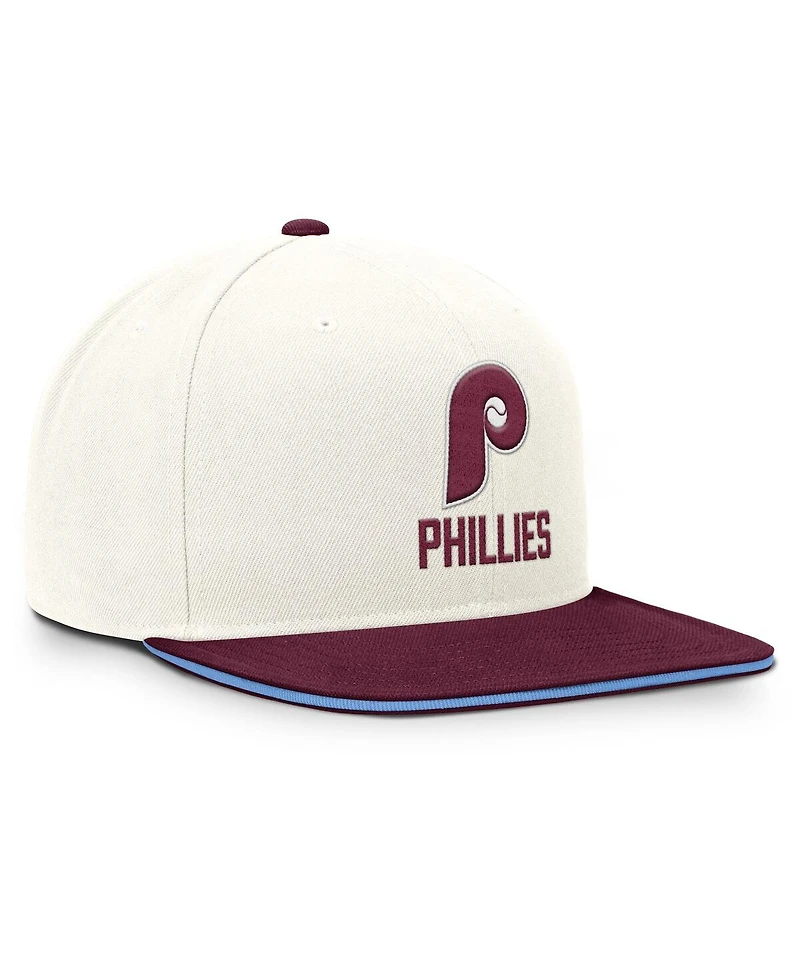 Nike Men's Cream/Burgundy Philadelphia Phillies Cooperstown Pro Dri-fit Snapback Hat