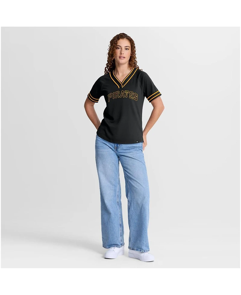 Fanatics Women's Black Pittsburgh Pirates Diva Race Ahead Raglan V-Neck T-Shirt