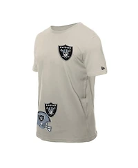 New Era Men's Light Beige Las Vegas Raiders Multi Patch T-Shirt
