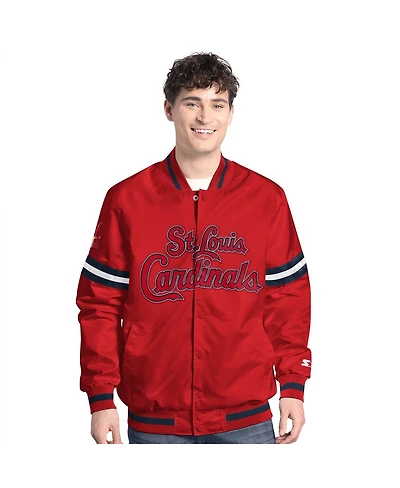 Starter Men's Red St. Louis Cardinals Scout Full-Snap Varsity Jacket