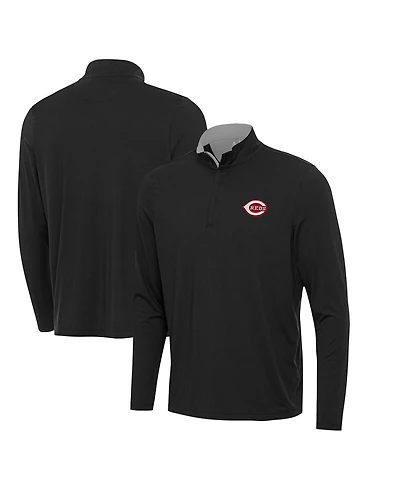 Antigua Men's Black Cincinnati Reds Content Quarter-Zip Sweatshirt
