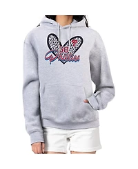 G-iii 4Her by Carl Banks Women's Heather Gray Philadelphia Phillies Leopard Heart Pullover Hoodie
