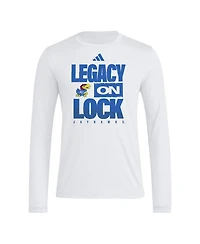 Adidas Men's White Kansas Jayhawks Legacy On Lock Pregame Long Sleeve T-Shirt