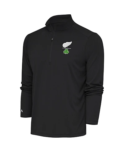 Antigua Men's Charcoal Detroit Red Wings Shamrock Tribute Quarter-Zip
