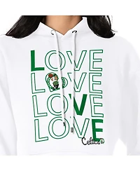 G-iii 4Her by Carl Banks Women's White Boston Celtics Basketball Love Fleece Pullover Hoodie