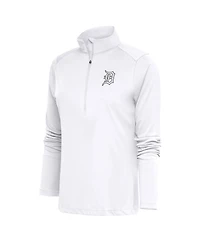 Antigua Women's White Detroit Tigers Brushed Metallic Tribute Half-Zip Pullover Top