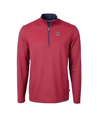 Cutter & Buck Men's Red/Navy Chicago Cubs Virtue Pique Micro Stripe Quarter-Zip Pullover Sweatshirt