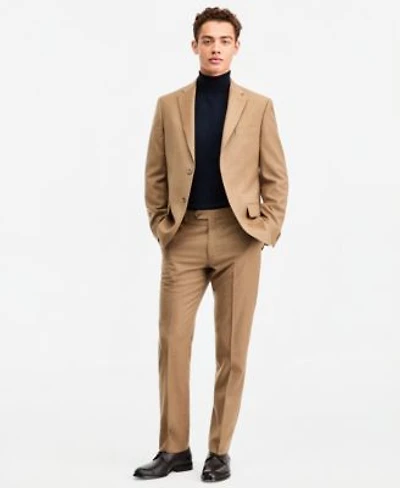 Tommy Hilfiger Mens Modern Fit Wool Tan Flannel Suit Separates