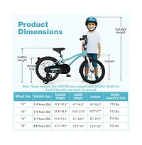 18 Inch Kids Bike for 4-8 Years Old Children Bicycle with Training Wheels