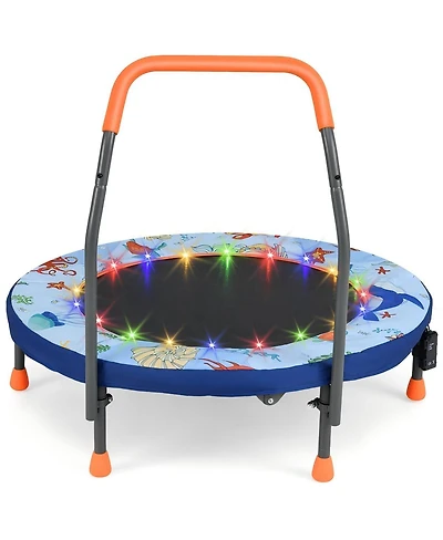 Hongge Kids Led Light Trampoline with Foam Handrail Foldable Frame and Safety Cover