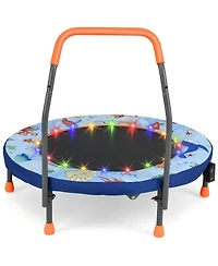 Hongge Kids Led Light Trampoline with Foam Handrail Foldable Frame and Safety Cover