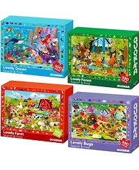Quokka 4xSET 100 Piece Puzzles for Kids Ages 4-6 – Search and Find Artist-Crafted Illustrations