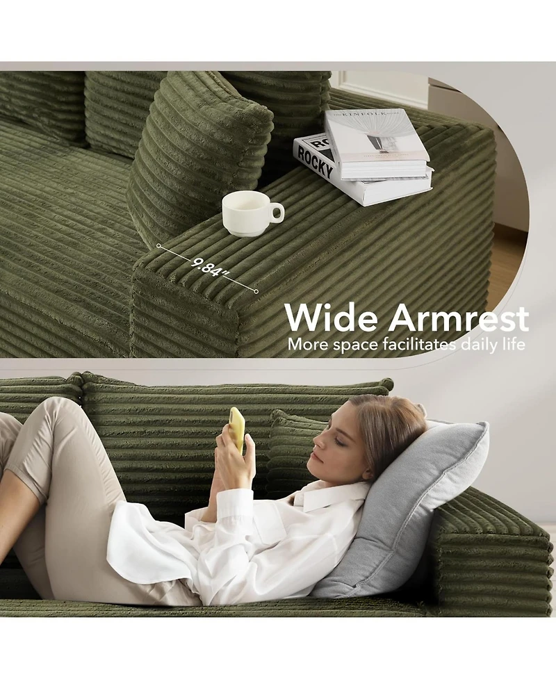 gaomon 108-Inch Cloud Sectional Couch with L-Shape Chaise- Modern Plush Corduroy Sofa for Living Room