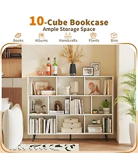 Slickblue 10-Cube Organizer Bookcase with Sturdy Metal Legs