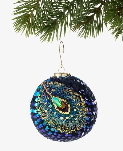Holiday Lane Peacock Sequined Ball Ornament, Macy's Exclusive