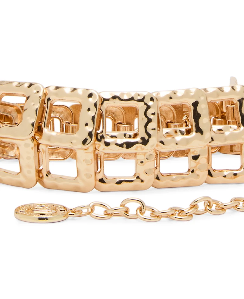 Steve Madden Gold-Tone Hammered Square Link Chain Belt