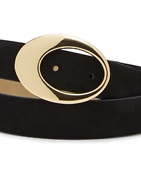 Steve Madden Feathered Edge Faux Suede Oval Buckle Belt