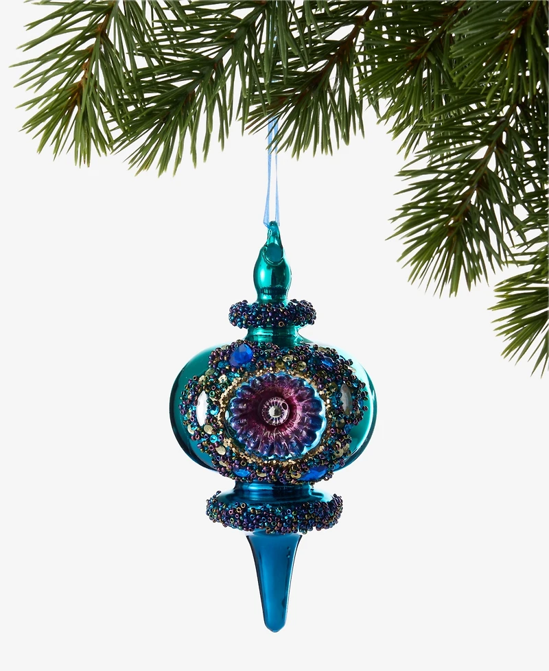 Holiday Lane Peacock Beaded Finial Ornament, Macy's Exclusive